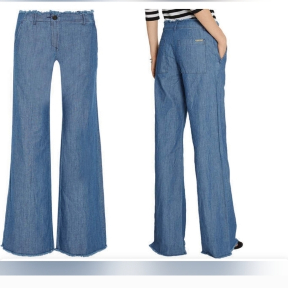 Women's Chambray Michael Kors Flared Fringed Pants - Picture 4 of 4